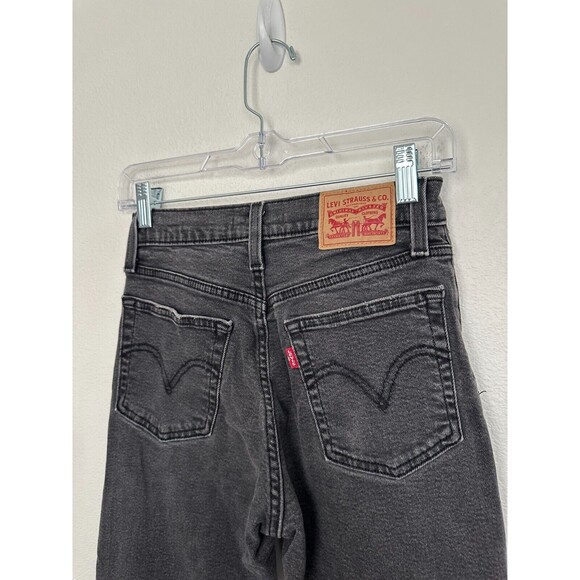 Levi's Wedgie Straight Button Fly Jeans Black Distressed High Rise Women's 26 - Picture 6 of 7